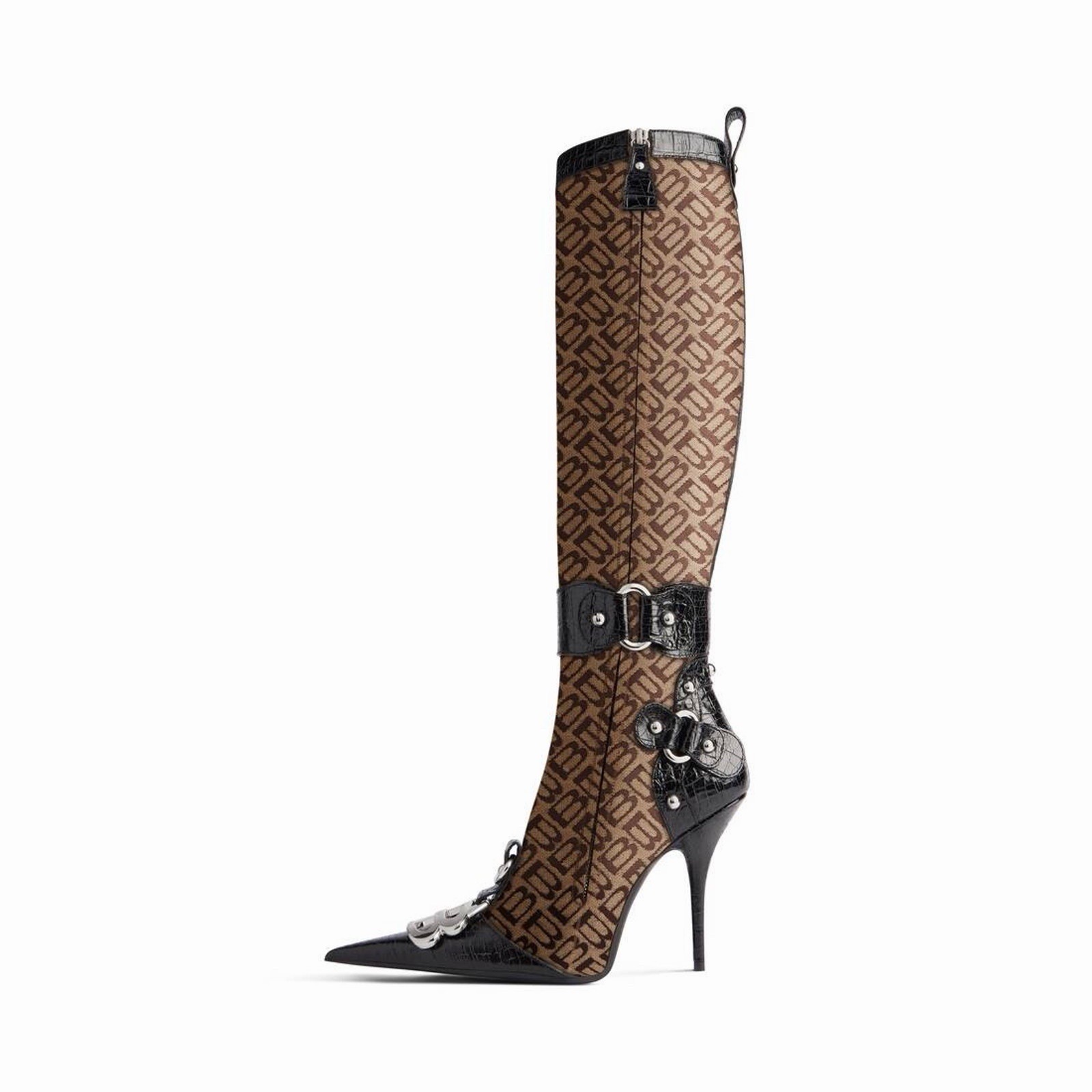 Rare Balenciaga Women’s Essex 110mm Boots In Beige / Black  Jacquard Size 38 image 6