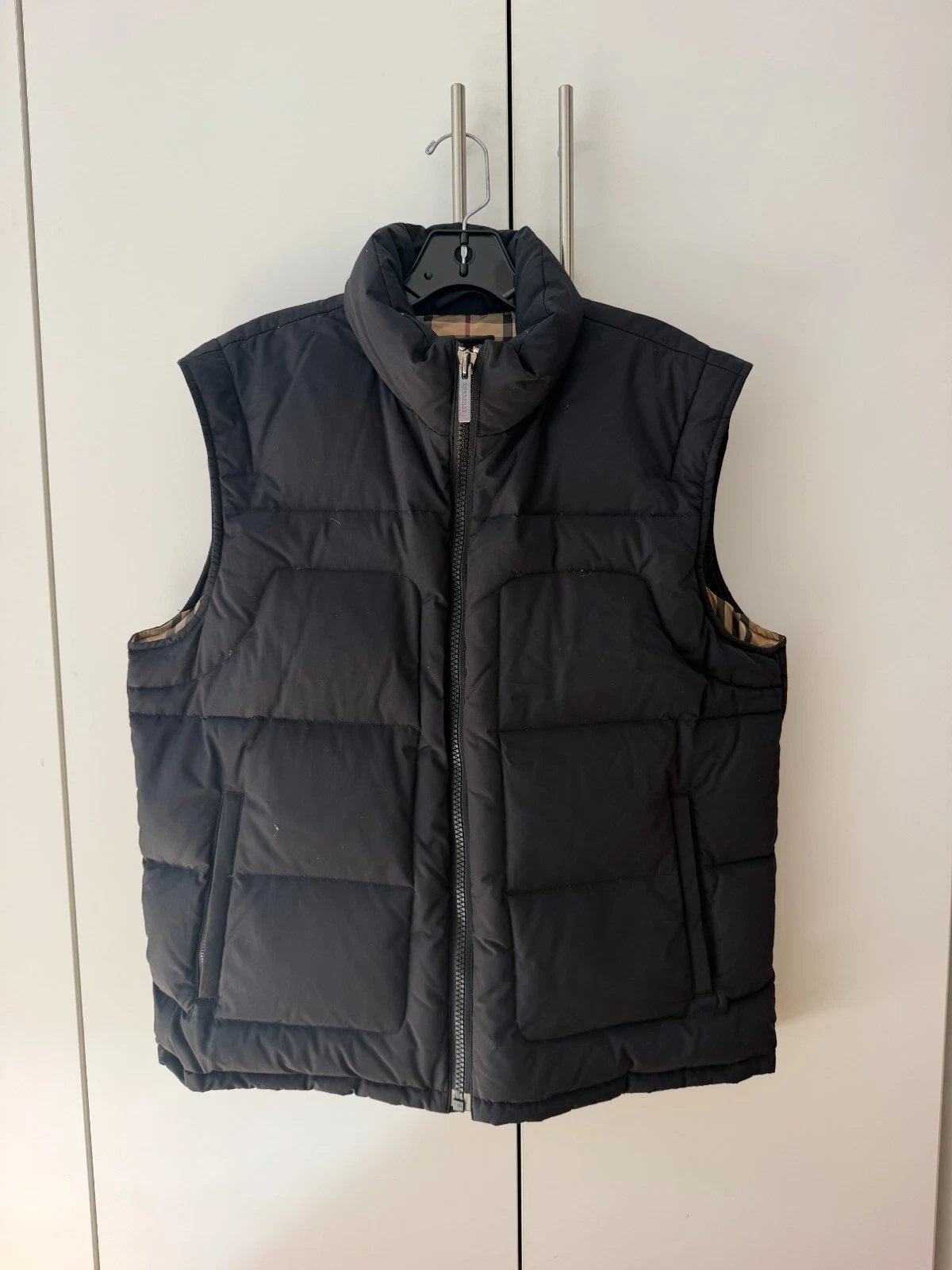 Burberry London Men's Goose Down Puffer Vest Black Nova Check Lined Size 52 L - product detail image 1