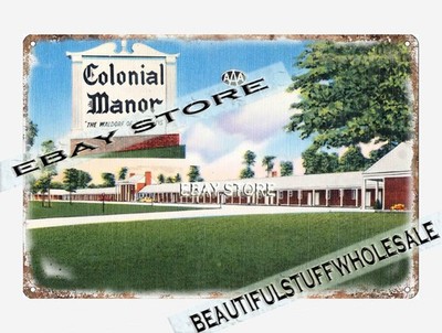 1930-45 Colonial Manor, Waldorf of hiways North Carolina tin sign decor cafe bar