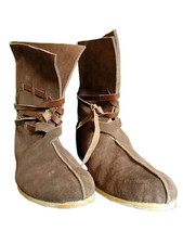Medieval Leather Boots for Men Handmade Viking Renaissance Costume Shoes