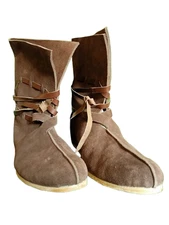 Medieval Leather Boots for Men Handmade Viking Renaissance Costume Shoes