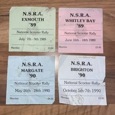 1980’s/1990’s Scooter Rally Tickets MARGATE EXMOUTH BRIGHTON WHITLEY BAY