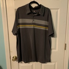 All In Motion gray Polo w Chest Stripes Short Sleeve Wicking No Roll Collar xxl