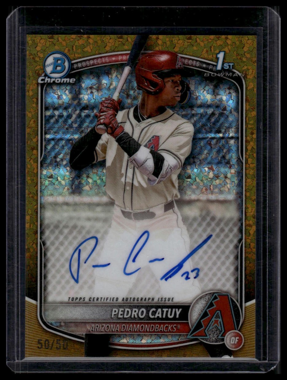 Auto 2025 Bowman Chrome #CPA-PC Pedro Catuy Gold Mini Diamond Auto /50