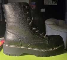 Unionbay Black Combat Ankle Boots Lace-Up Sid...