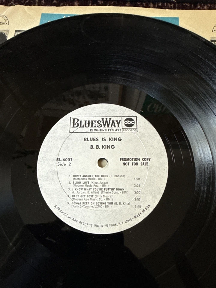 B B King Blues Is King 1967 BL-6001 Blues Way ABC Records WLP PROMO WHITE LABEL - Image 3 of 4