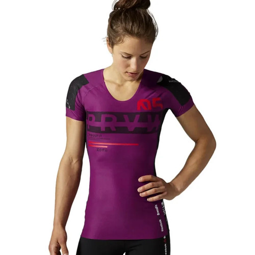 Reebok Crossfit Compression Top Damen 4-6 lila schwarz atmungsaktiv feuchtigkeitsableitend WOD - Bild 2 von 24