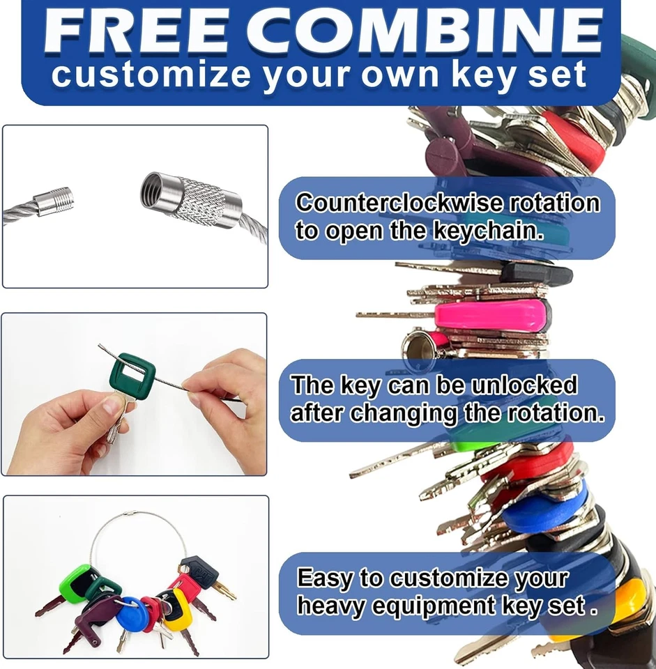 67PCS Heavy Construction Equipment Key Set For Kubota JCB CAT Hitachi Volvo - Image 3 of 4