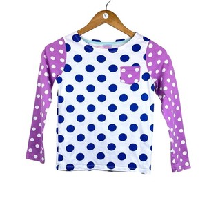 Mini Boden 9-10 yr Blue Purple White Polka Dot Long Sleeve Casual Play Shirt