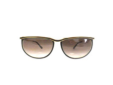 Women's 80s Vintage VOGUE MABEL Sunglasses Black Gold Made In Italy