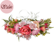 Women Floral Crown Boho Flower Headband Halo Headpiece Rosy Prom