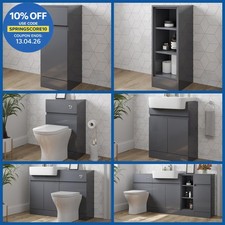 Bathroom Vanity Toilet Storage Combination Unit Semi Recessed Basin Grey Gloss