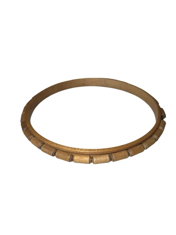 Embroidery Hoop RARE Latch Lock Tension Wood Bead Outer Ring Vintage Hardwood 6" - Image 4 of 4
