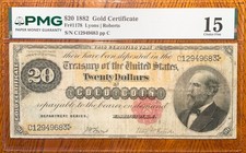 PMG Graded 15 - 1882 United States Large Gold Certificate $20 Fr# 1178