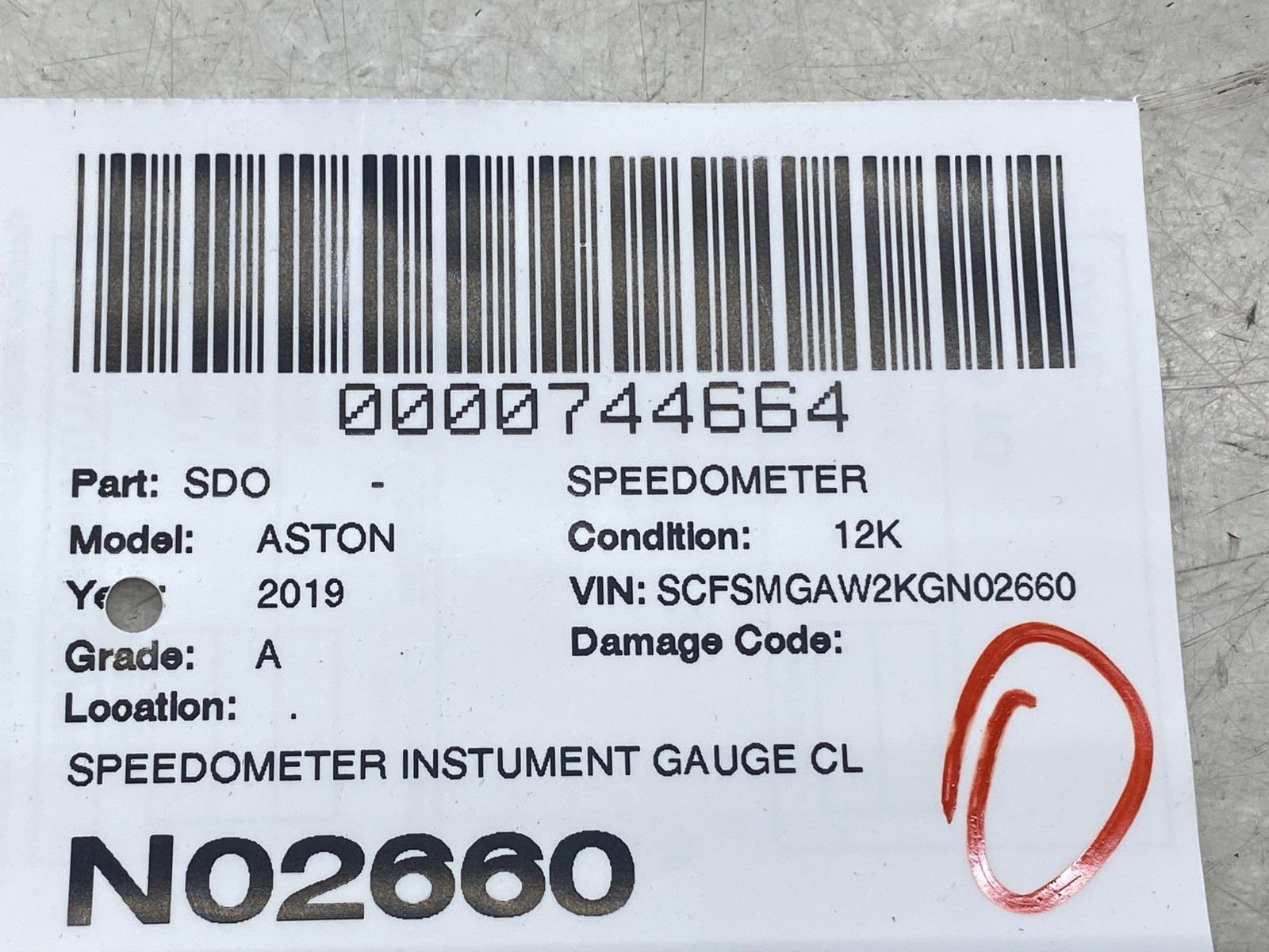 2019-2023 ASTON MARTIN VANTAGE SPEEDOMETER INSTUMENT GAUGE CLUSTER W/ TRIM *12K*