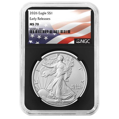 #ad Presale 2026 $1 American Silver Eagle NGC MS70 ER Flag Label Retro Core $143.84