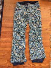 Burton Blue Flower snow pants Dryride Size XS Mountain Dew Collection