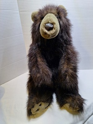 Carousel By Guy Vintage 80s Lifelike Black  Bear Plush 15'' Sitting Toe Pads 