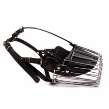 No Bite Bark Adjustable Straps Metal Wire Leather Basket Cage Dog Mouth Muzzle w