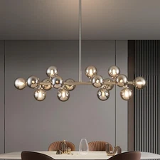 Glass Globe Sputnik Chandelier, 16-Light Mid Century Modern Light Fixture Ove...