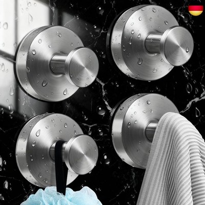 4 Stück Handtuchhalter Ohne Bohren, Vakuum Saugnapf Haken Extra Stark, 