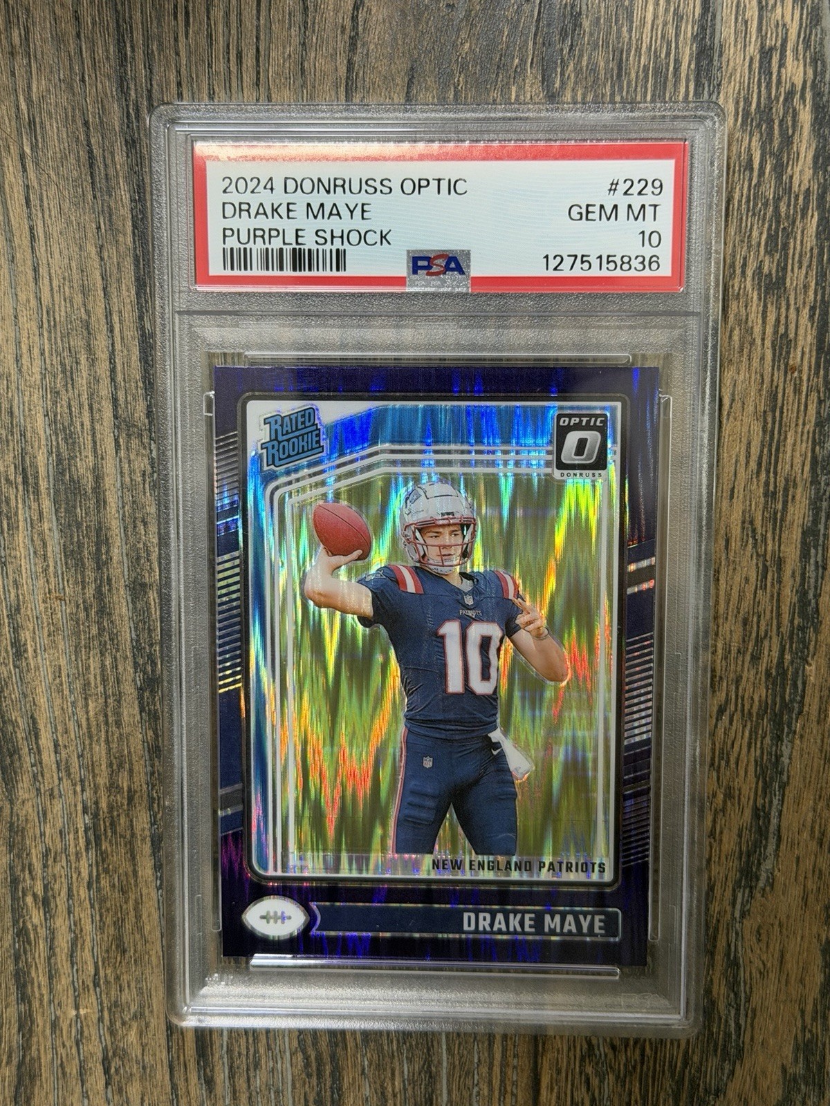 Drake Maye Panini Donruss Optic #229 Purple Shock