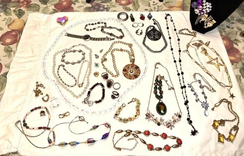 Vintage Sterling Silver Gemstone Jewelry Lot, Necklaces, Bracelets, Ring  Watch