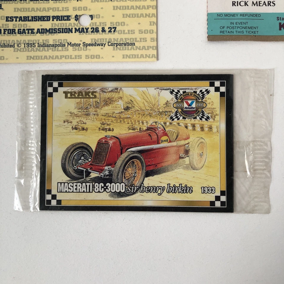 Indianapolis 500 Ticket Stub 1989 Season Pit Pass/Gate Garage Pass Trd Card 1995 - Image 4 of 4