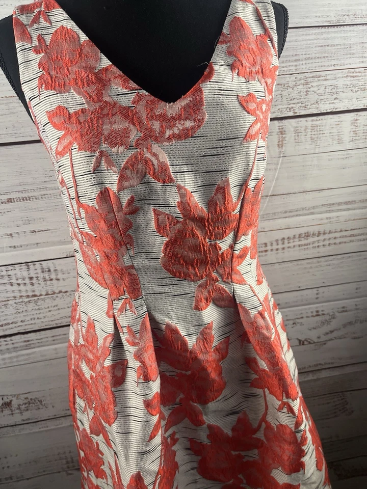 Donna Ricco New York  Mini Dress Women’s 4 Floral Red Stripes Sleeveless - Image 3 of 4