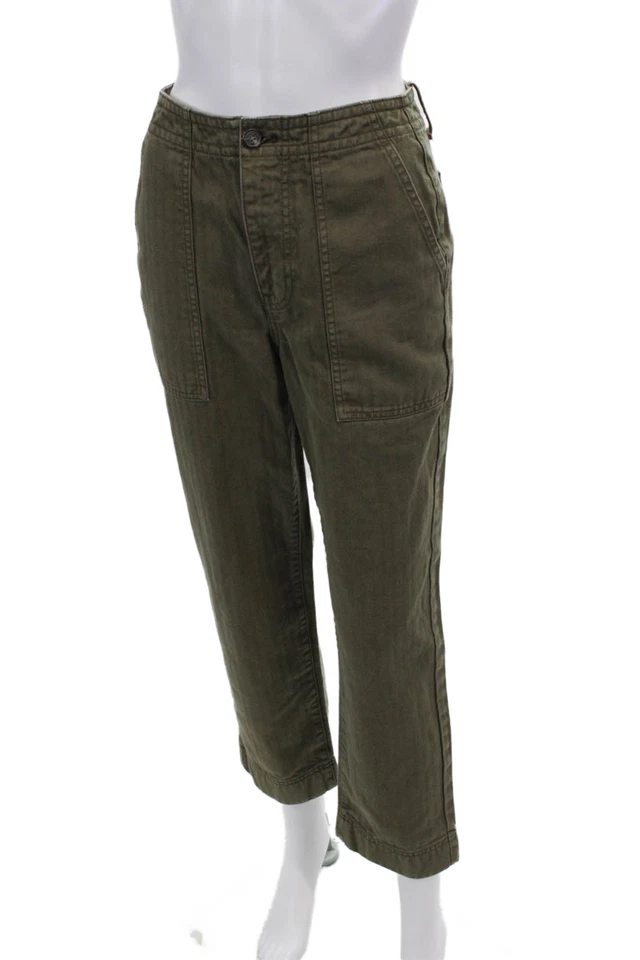 Everlane Women's Button Closure Pocket Straight Leg Casual Pants Green Size 0 - Image 2 of 4