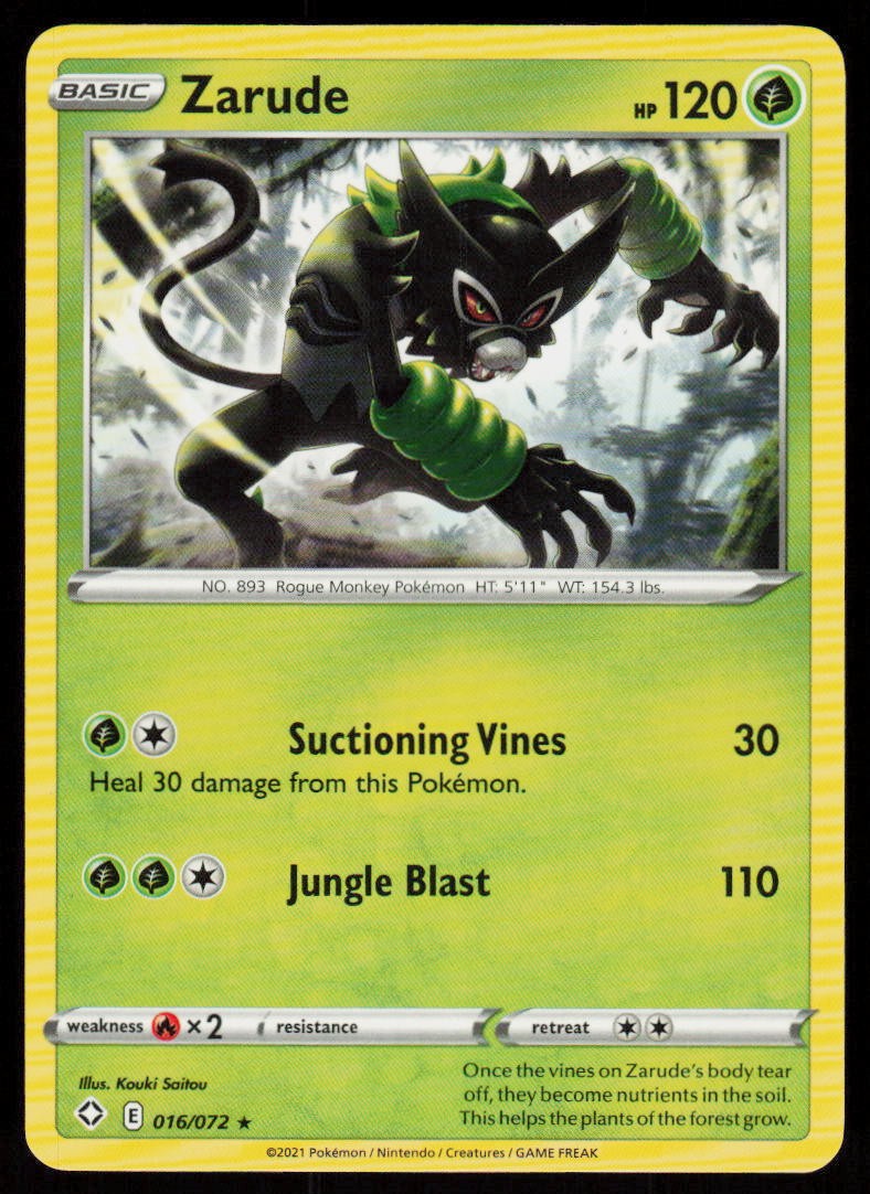 Zarude 016/072 Rare Shining Fates Pokemon Near Mint
