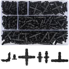 300 Pcs Irrigation Fittings Kit, Drip Irrigation Barbed Connectors 1/4'' Tubing