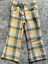 Vintage Boy  s 1970  s Garanimals Green, Orange, And Yellow Plaid Pants - Size 4