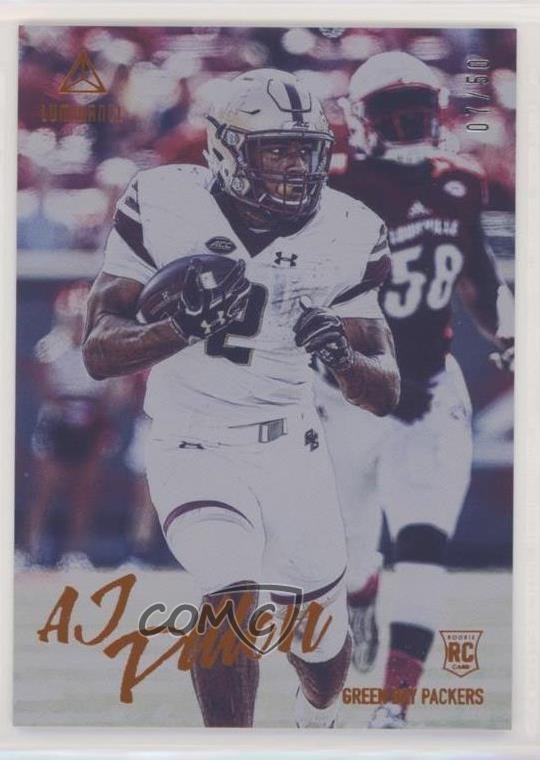 2020 Panini Luminance Rookies Orange 7/50 AJ Dillon #156 Rookie RC 1u6