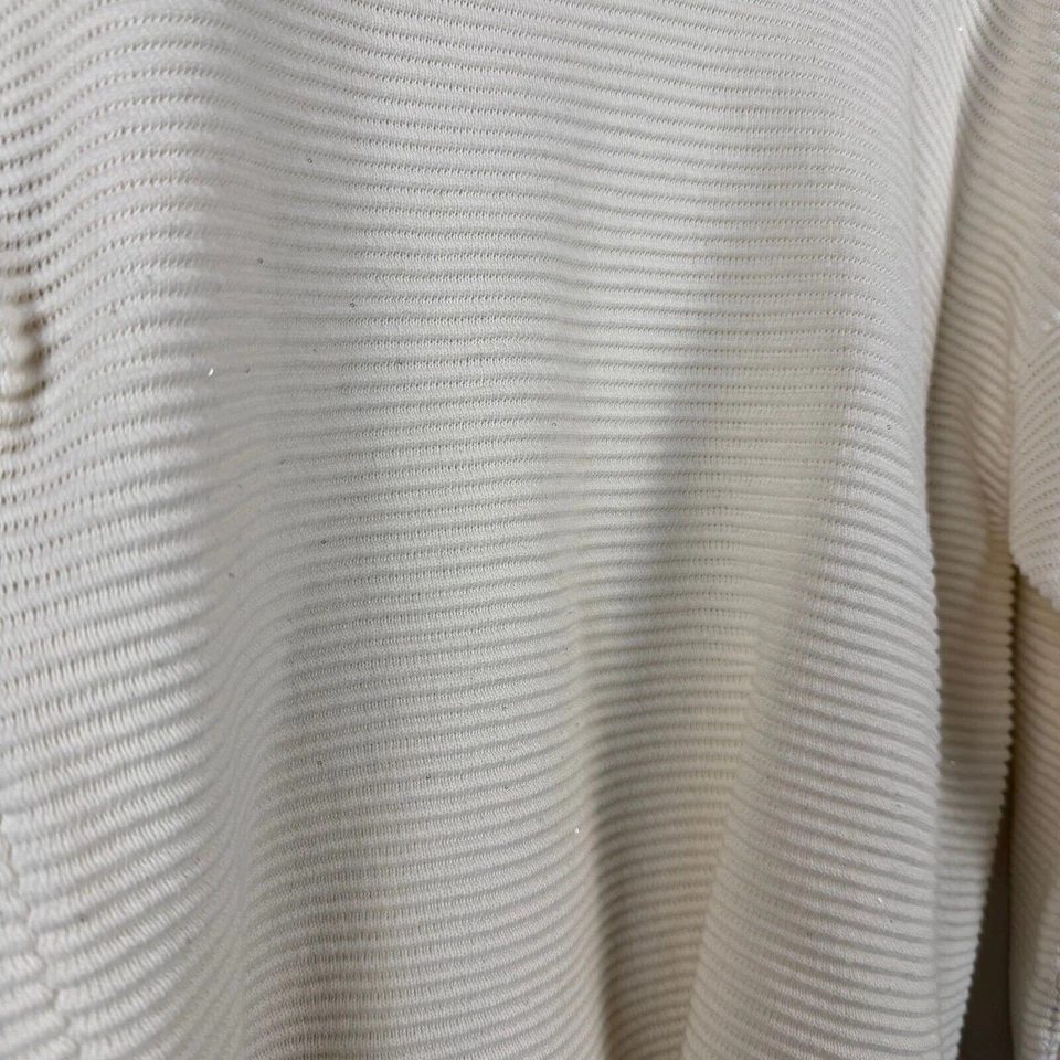 Suéter Tommy Bahama Mujer Marfil Talla L Tejido Acanalado Brillante Minimalista Preppy Salón Foto 4 de 4