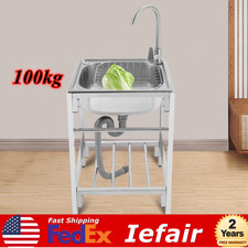 50 40 75cm Kitchen Sink Kit Freestanding Single Basin Sink Stainless Steel Sink