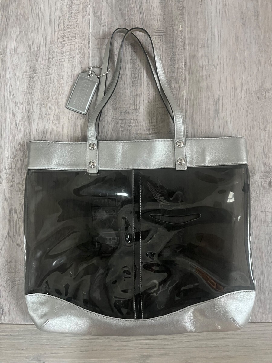 【美品】COACH 限定 Tattoo Clear PVC Tote ポーチ付 RARE LIMITED EDITION COACH PVC MAGAZINE TATTOO TOTE 13662 SKINNY
