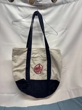 Trader Joe's Reusable Canvas Eco Tote Bag Heavy Duty Bag Blue White