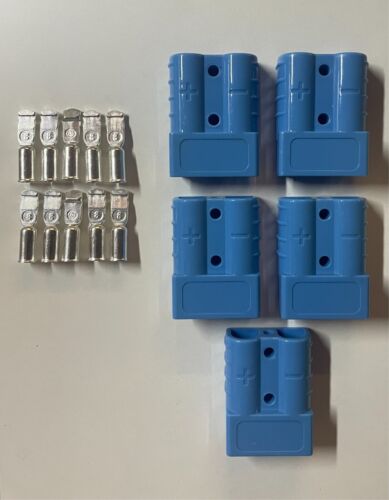 5Pack For Anderson Style Plug Connectors Blue 50Amp 600volt 8AWG