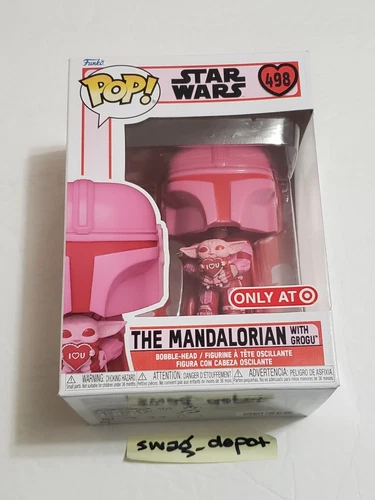 Funko Pop Star Wars THE MANDALORIAN with GROGU Target Exclusive Valentine Pink