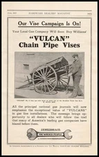 1917 Brooklyn Union Gas Photo Vulcan Chain Pipe Vise J H Williams & Co Print Ad