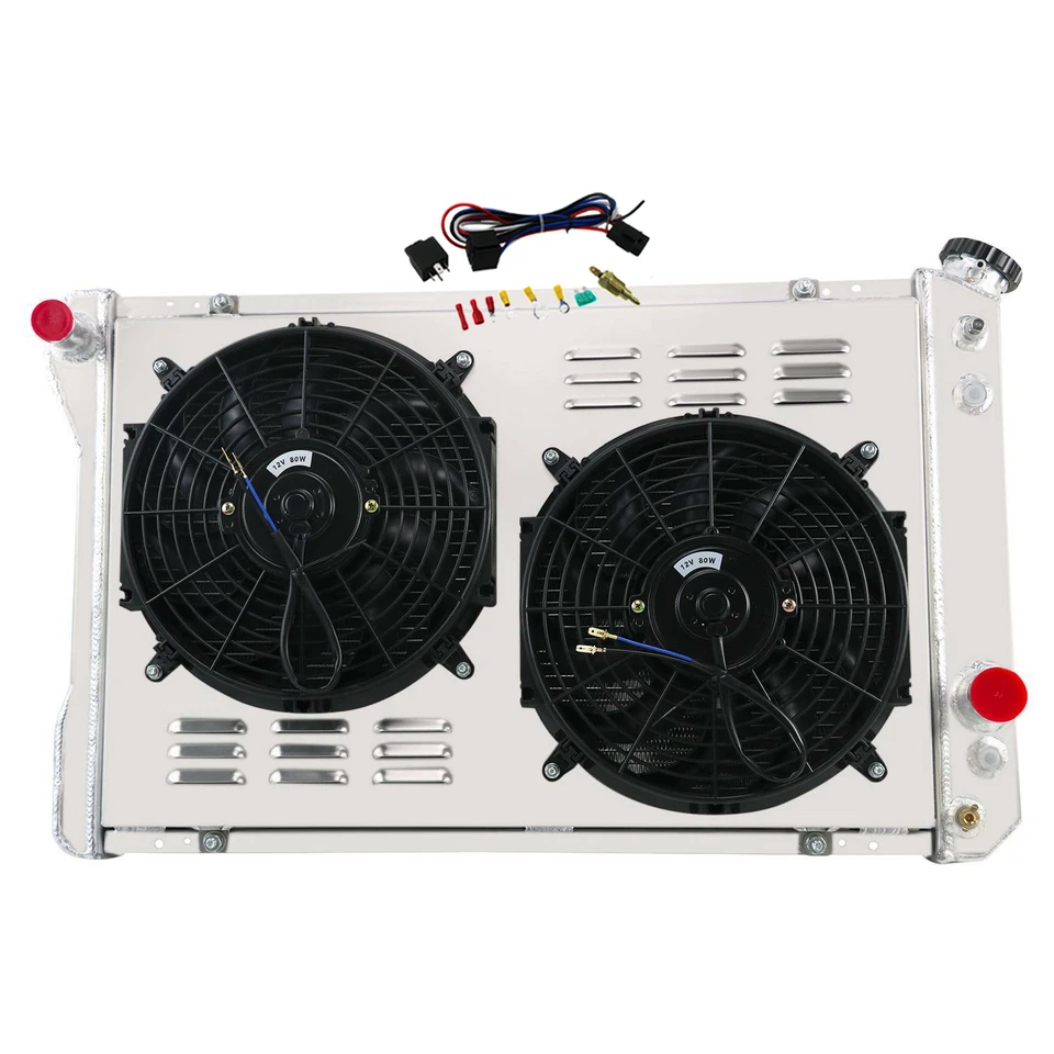 Kits de relé de ventilador de 4 filas de radiador + cubierta para Chevy Camaro Pontiac Firebird 1982-1992 Foto 2 de 4