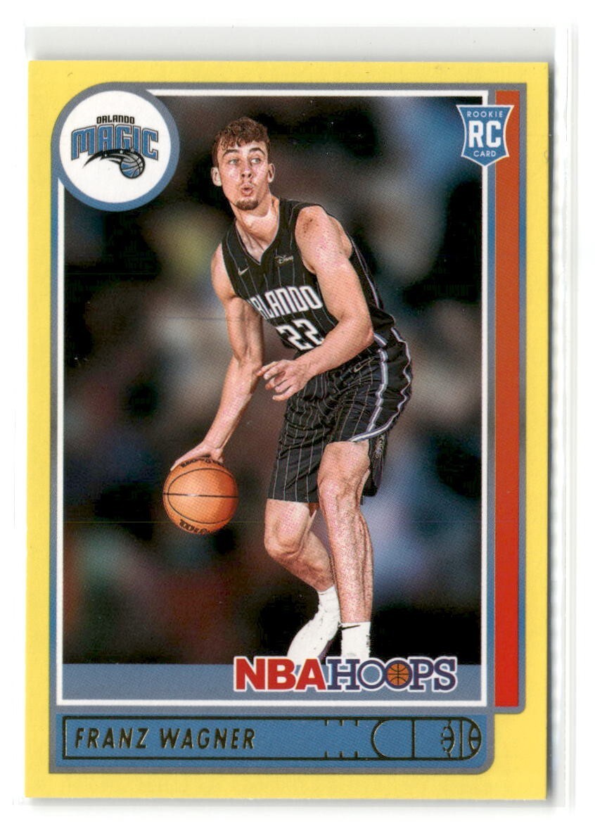 Franz Wagner 2021-22 Panini NBA Hoops #235 Yellow Border SP Rookie RC Orlando