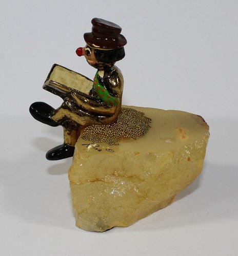 Ron Lee Vintage 24K Gold Plate Clown Hobo Reading Figurine 3-1/4" X 3-1/4" - Picture 2 of 5