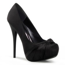 SALE! PleaserUSA Damen Plateau-Pumps Gorgeous-28 Satin schwarz