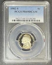 1982-S Proof Jefferson Nickel PCGS PR-69 DCAM, Buy 3 Items, Get $5 Off!!