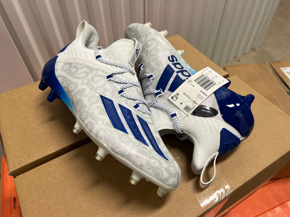 Size 8 NEW adidas Adizero Young King Football Cleats White Blue Chrome FU6707