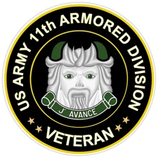 US Army 11th Armored Division Veteran Bumper Sticker Military Vinyl Decal 5"