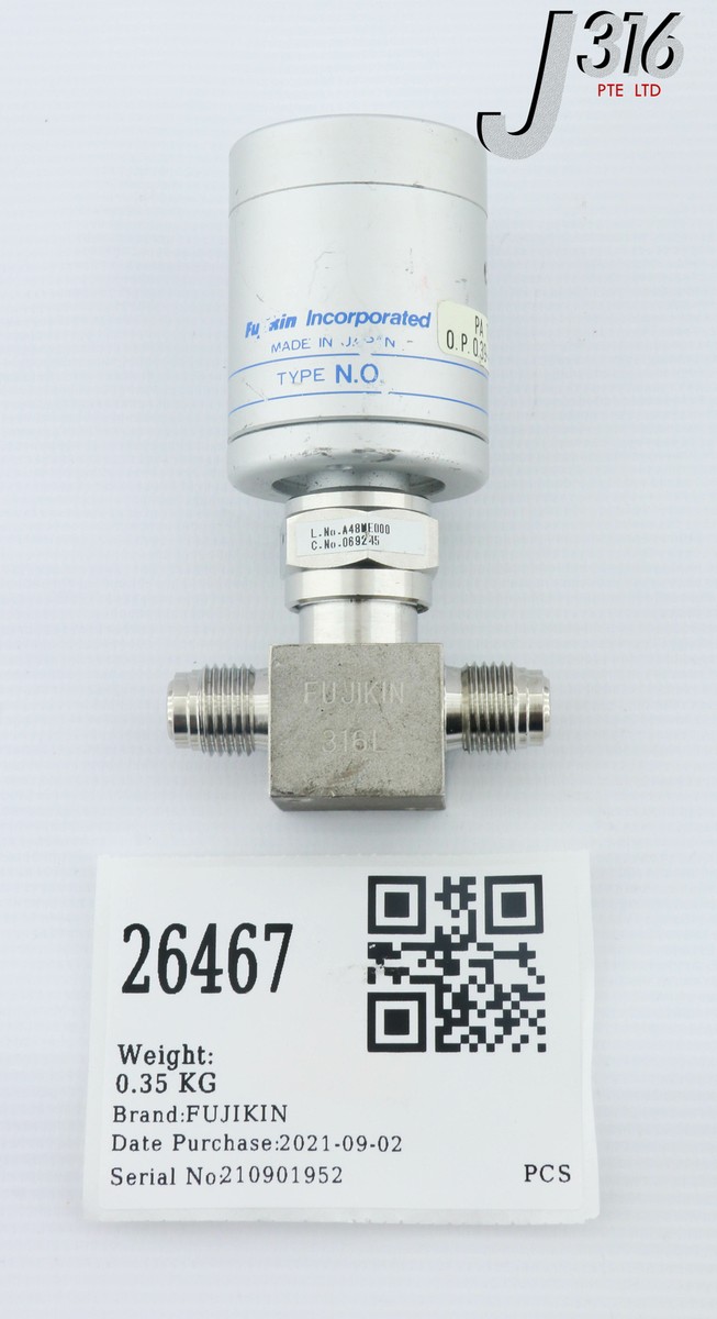 26467 FUJIKIN 2 WAY VALVE, PA TYPE, O.P 0.39~0.49MPA 069245 | eBay