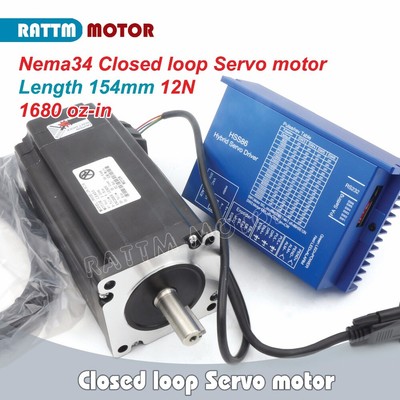 【DE】12N.m Nema34 154mm CNC Closed Loop Servo Motor+2HSS86 Hybrid Driver Kit